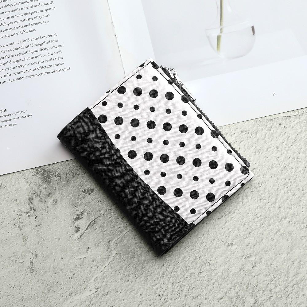 Zipper Closure Polka Dot Pattern Wallets Bifold Design Small Coin Purse Short Card Holder  Travel