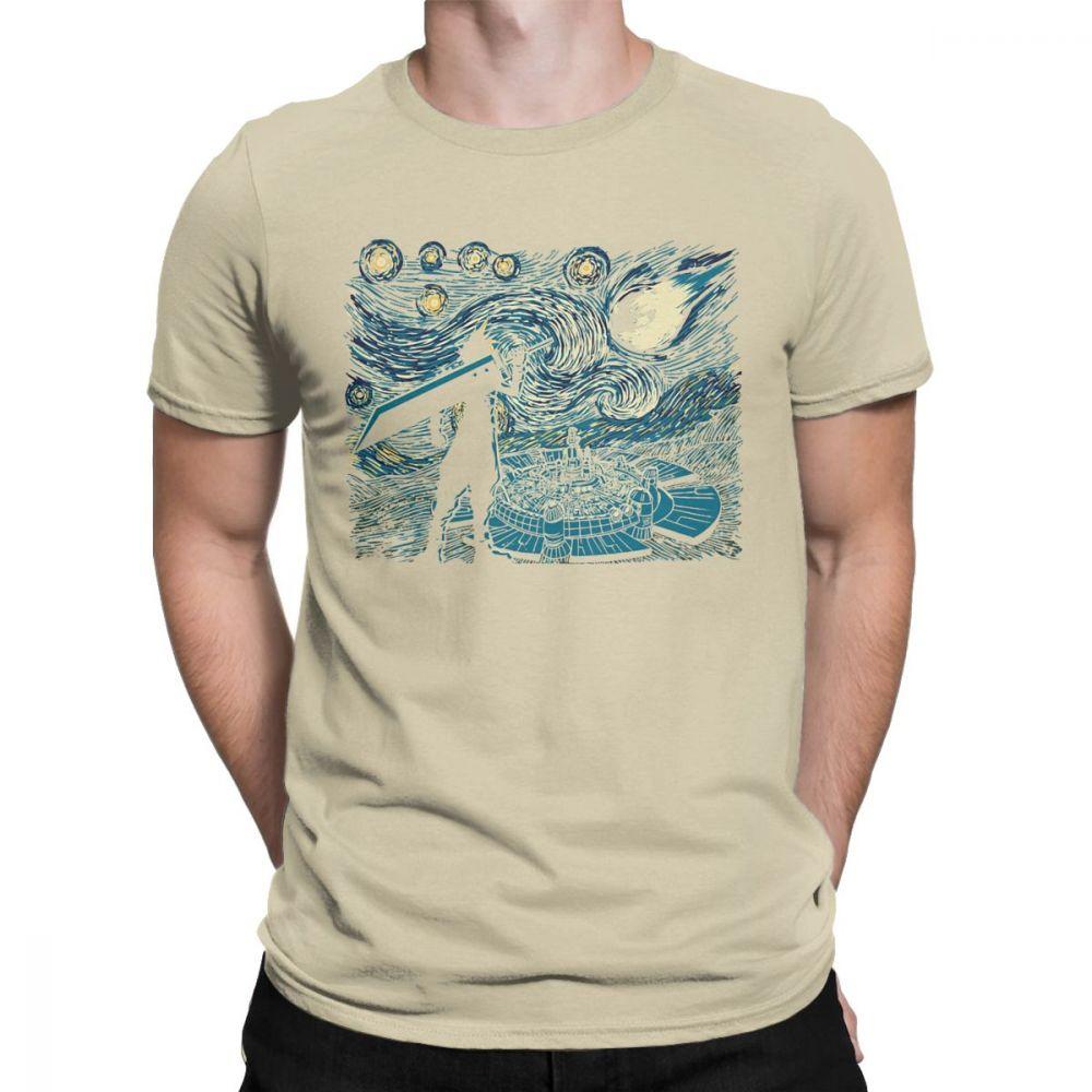 Men Starry Fantasy Van Gogh Final Fantasy T Shirts Portrait Vincent Pop Art Game Cotton Funny Short Sleeve Tees Gift T-Shirts