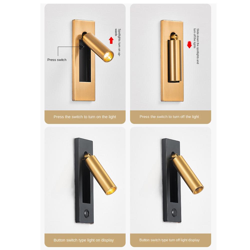 New Led Indoor Wall Lamps 3W Wiht Switch Led Wall Light Modern Stai Wall with USB Charge Wall Sconce Livingroom Led Luminaire