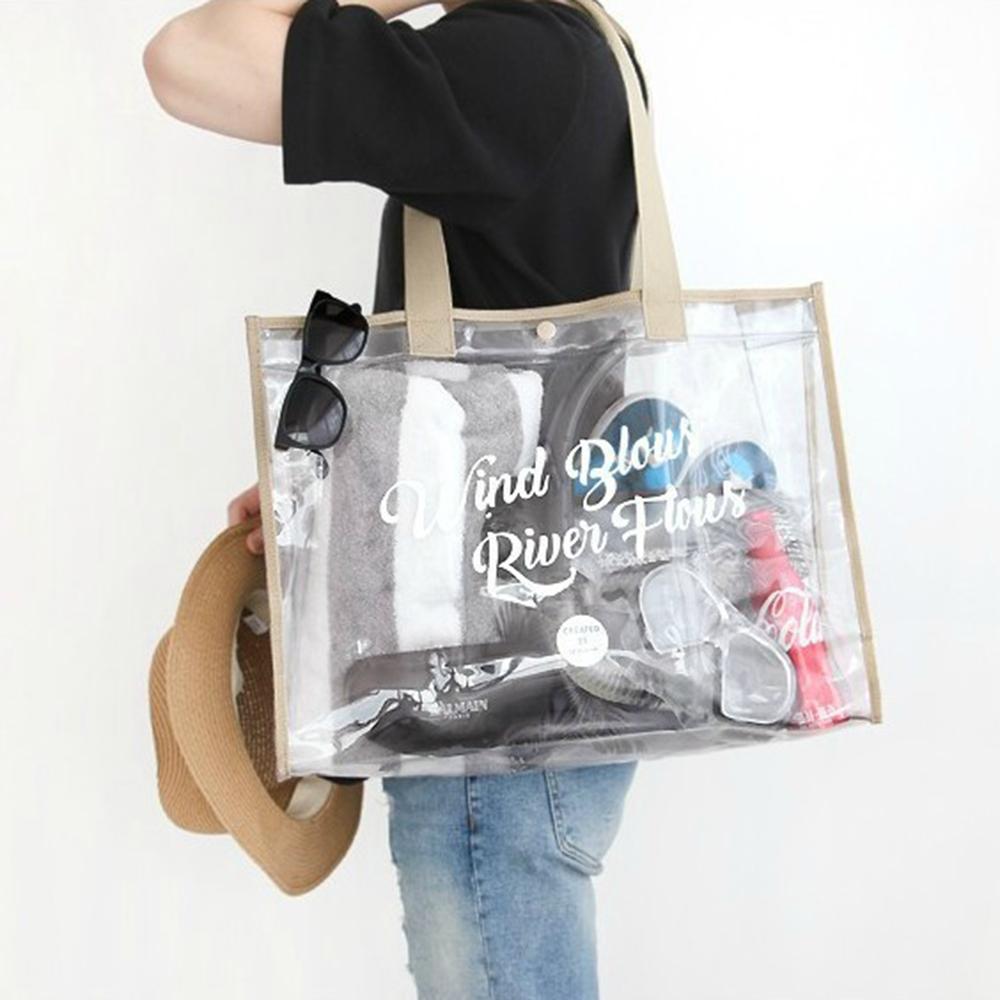Cosmetic Pouch Beach Tote - Lightweight Beach Bag with Phone Pouch Waterproof Foldable Tote Bag for Beach, Pool,  Vacation