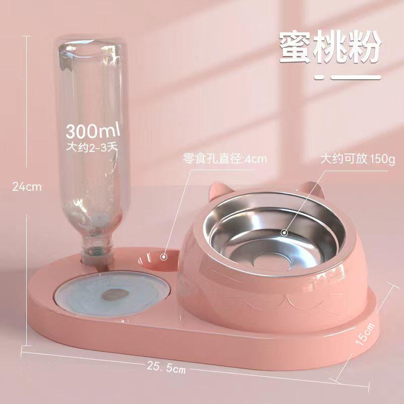 2025 Food Container with Waterer Pet Waterer Feeder 2-in-1 Dog Cat Bowl Water Dispenser Automatic Water Storage Pet Food Feeder
