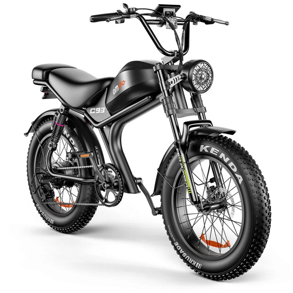 Electric Bike EMOKO C93 20" 1000W Motor 48V 20AH Max Range 80Km Load 150Kg Full Shock Absorption Black