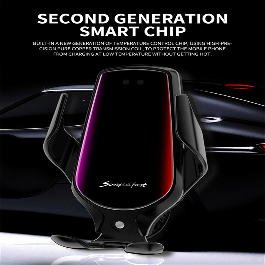 Silverblack 10W Car Smartphone Wireless Charger Automatic Clamping