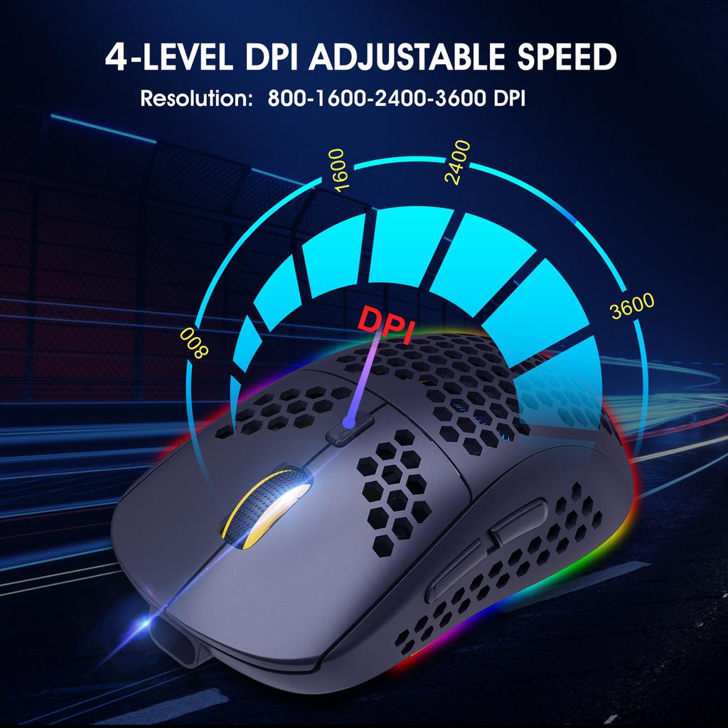 2.4G Wireless Mouse RGB Illuminated Wireless Gaming TYPE-C Rechargeable Mouse 750mAh