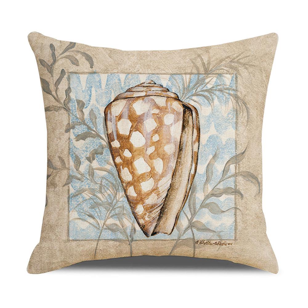 Retro Mediterranean Ocean Digital Print Linen Pillow Reading Cushion Home Furnishings