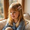 Oval Fabric Embroidery Hair Clip 2Pcs/set Children's Hair Accessories  Princess