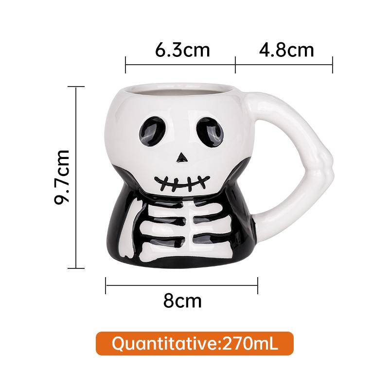 7.8oz Novelty 3D Skull Design Eco Friendly Kaolin Ceramic Coffee Mug Ideal for Halloween Gift Adds Spooky Touch to Your Holiday
