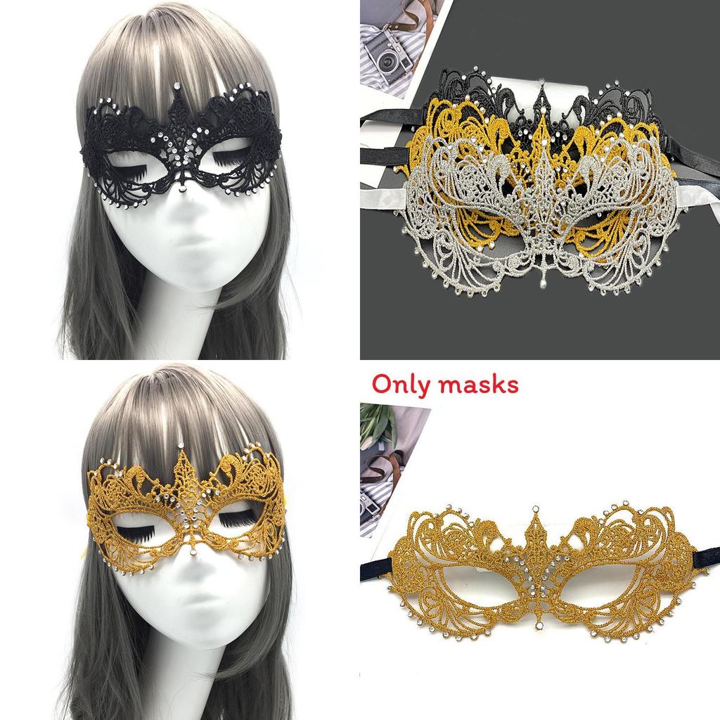 Adult Lace Face Mask With Sparkling Embellishments For Costume Parties Or Halloween