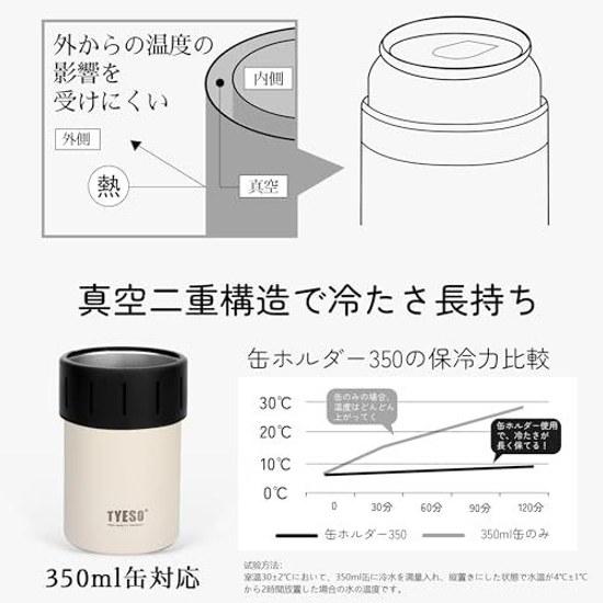 TYESO tumbler can holder cold retention pet bottle thermal insulation 350ml non-slip vacuum (yellow 350ml)