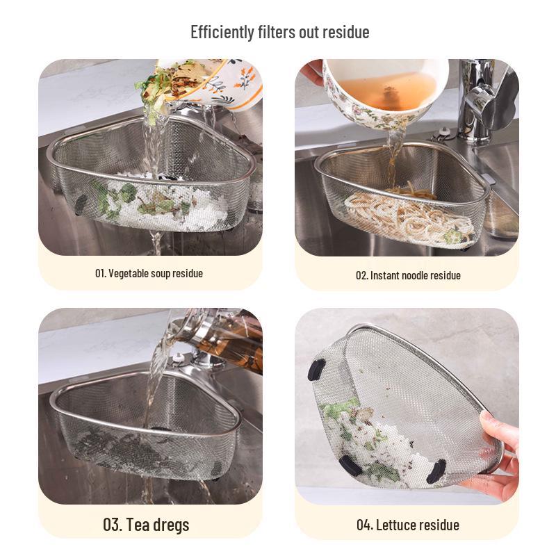 Stainless Steel Drain Basket: Triangle Rack for Fish Tanks, Dishwashing, and Fruit & Vegetable Washing