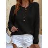 [Cozy Sweater] Soft & Comfortable Women's Cozy Pink Sweater | Casual Crew Neck, Long Sleeve Pullover for Fall/Winter, Button Details