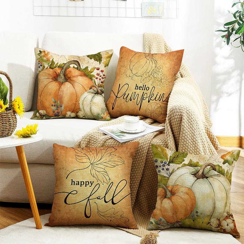 Autumn Letter Print Bedside Pillow Pillow B&B Living Room Sofa Letter Pumpkin Car Pillow Case