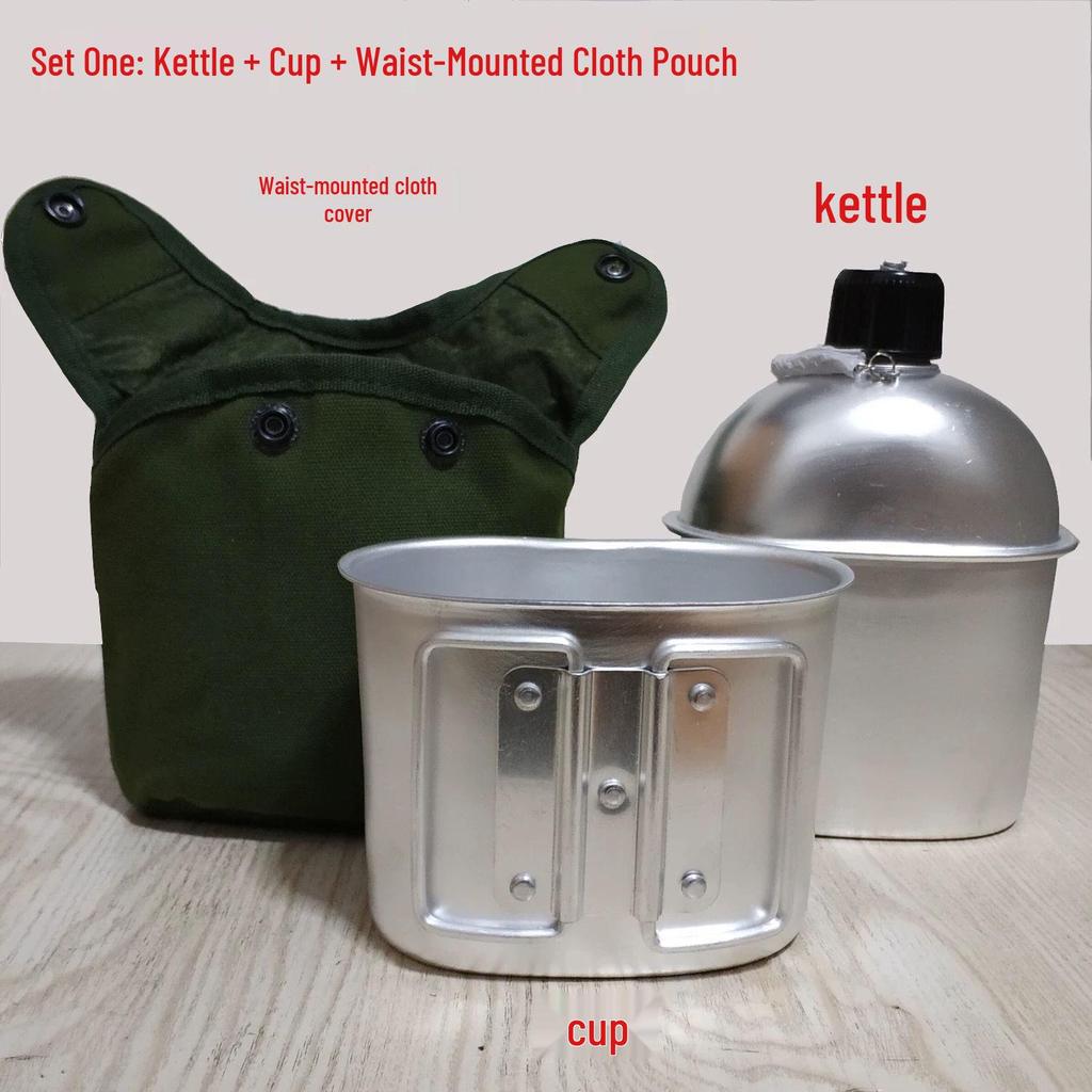 Outdoor Military Water Bottle & Survival Gear Set - Portable Tactical Lunch Box & Alcohol Stove (4-Piece)