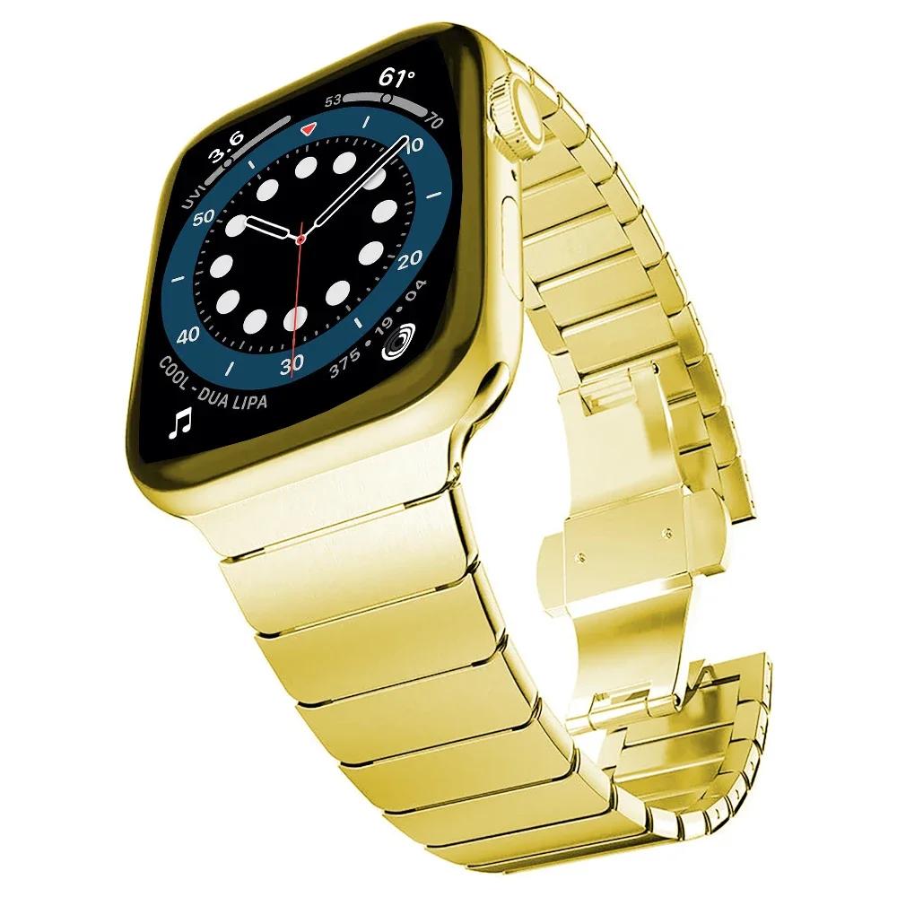 Metal Link Bracelet For Apple Watch Band 45mm 44mm 42mm 46mm 41mm 40mm 49mm Stainless Steel Wristband iWatch 10 9 8 7 6 5 4 Belt