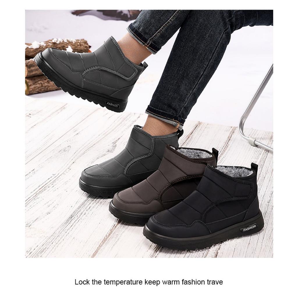 Men's Shoes with Plush and Thick Cotton Boots, Winter New Style with Plush Lining, Outdoor One Foot Casual Walking Snow Boots