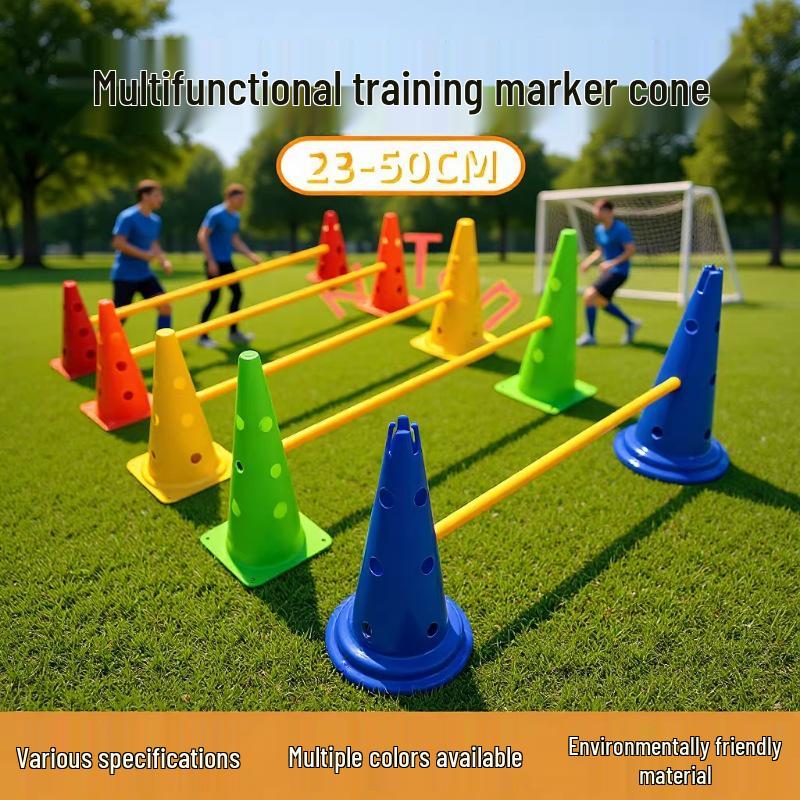Multi-Functional Football Training Cones 23-50cm with Holes - Versatile Marker Obstacle Poles