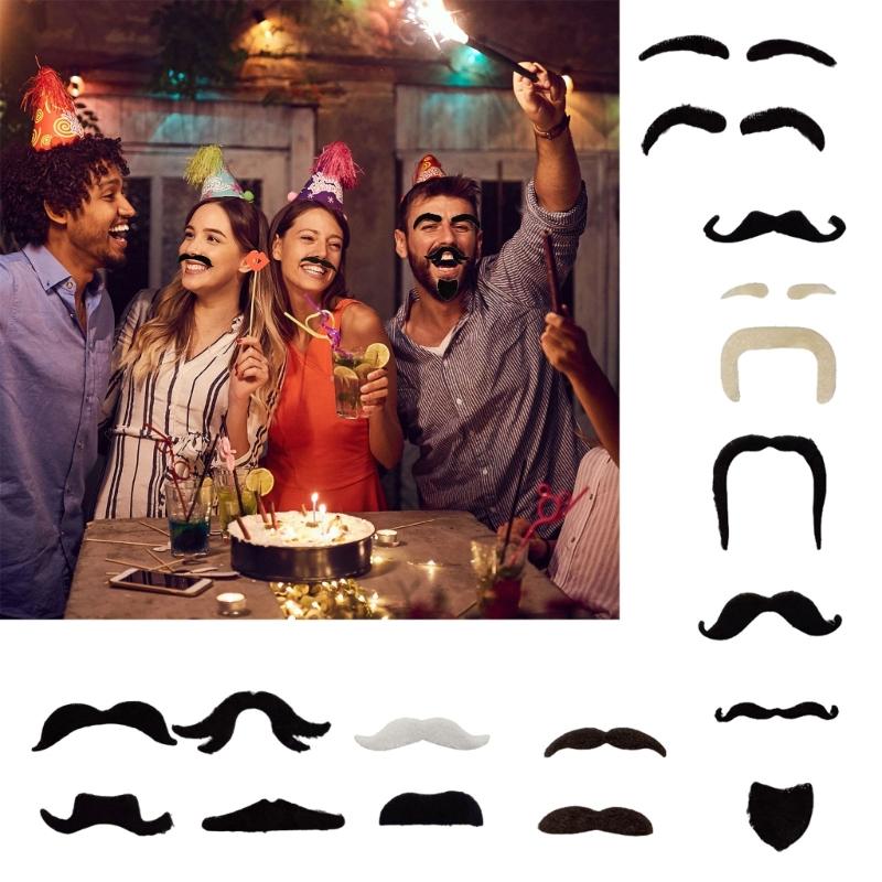 49Pcs Fake Mustaches selfs Adhesive Novelty Hairy Beard Costume Facials Hair for Christmas Party Supplies Decorations