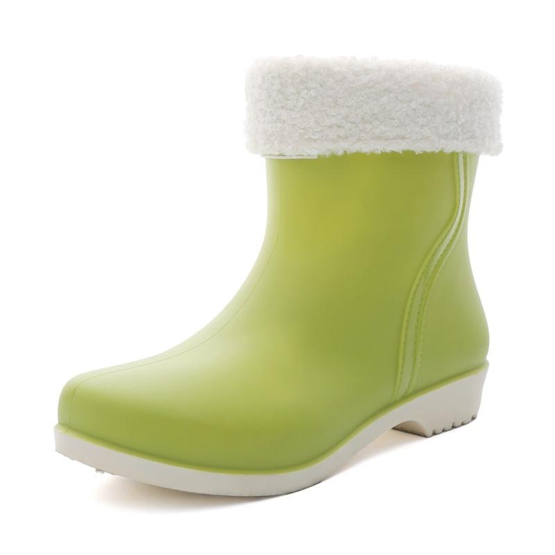 Short rain boots women's fashion waterproof shoes non-slip car wash rain shoes women wear rubber shoes women fleece