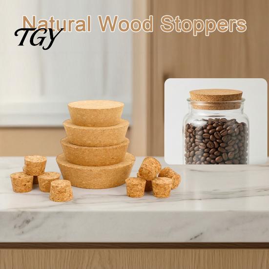 Wide Mouth Jar Cork Tapered Soft Wood Wine Cork, Leakproof Beer Bottle Stopper, Natural Decorative Wooden Lid for Glass Bottles Mason Jar, Kitchen