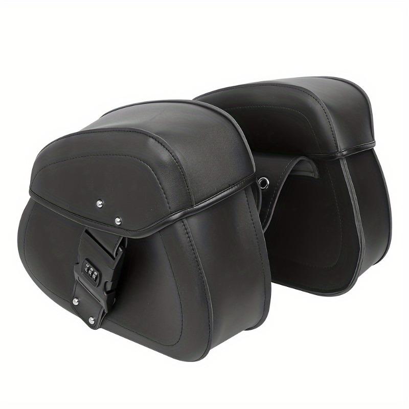 1 Pair Motorcycle Universal Black Faux Leather Saddlebags Side Luggage Saddle Bags for Honda for SUZUKI Yamaha Cafe Racer Bobber