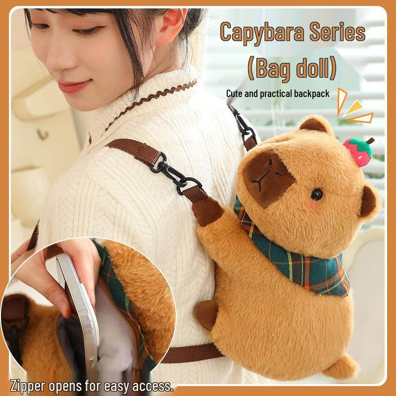 Capybara Plush Backpack for Kids - Cute Doll Toy