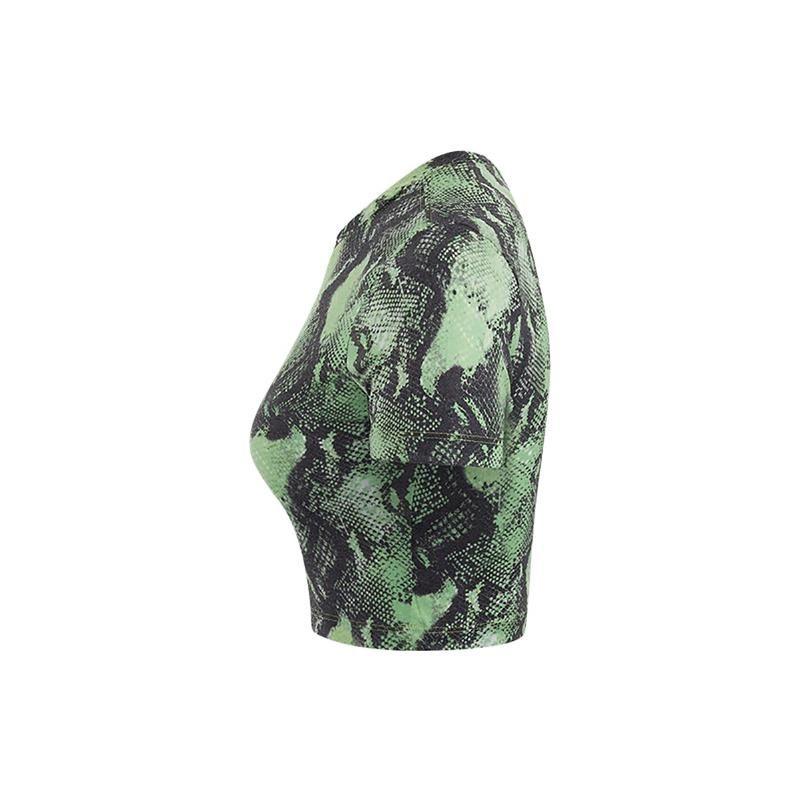 Nike Snake Print Short Sleeve Fitted Logo T-Shirt Women Tops Green DV3318-362