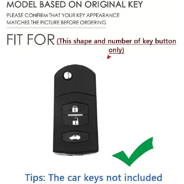 SANRILY PU Leather+Zinc Alloy 3/4 Button Remote Flip Key Fob Cover Compatible with Mazda 5 2 3 6 CX-7 CX-9 RX-8 Keyless Key Holder with Keychain