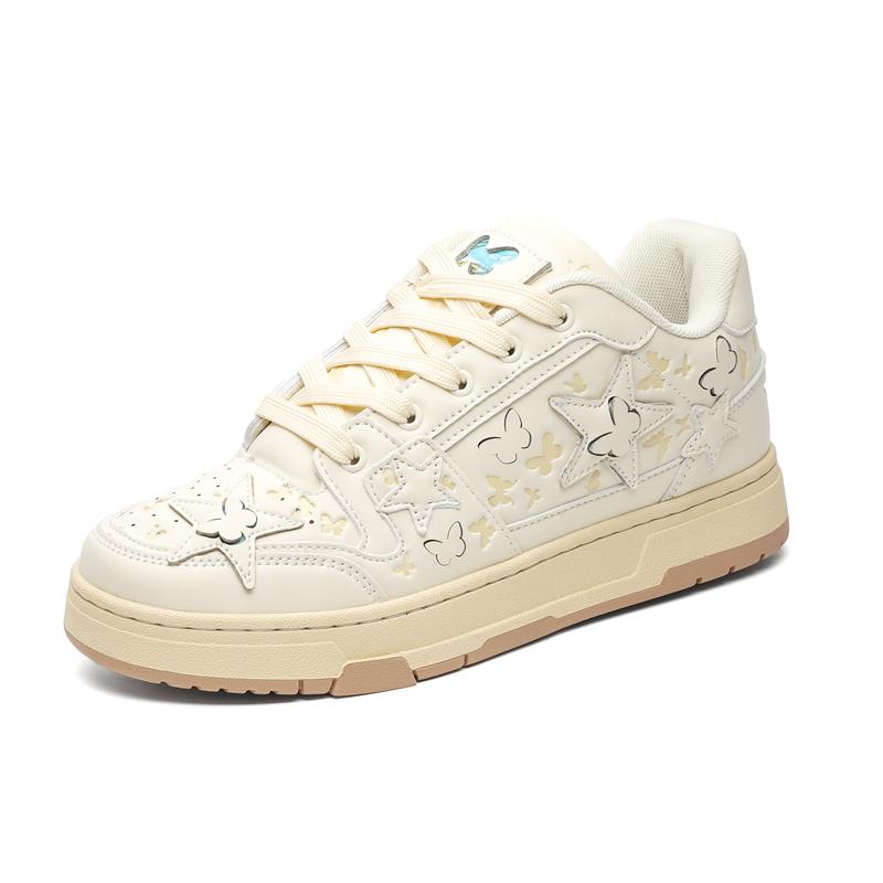 

Chunky Elevator Sneakers Height Increase 6CM Unisex Sports Butterfly Star Shoes Plus Size 35-46 39 бежевий