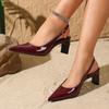 Fashion Pointed Toe Pumps Woman Sandals Patent Leather Elegant Office Woman Shoes Sexy Slingback High Heels Zapatos De Mujer