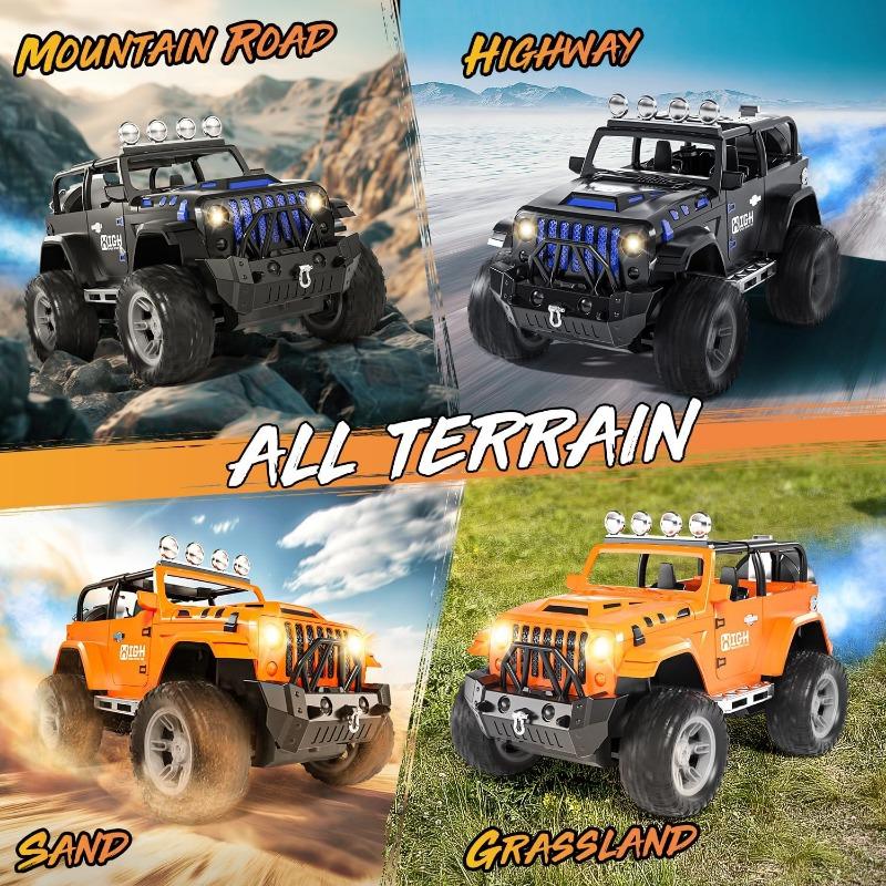 1:16 Scale Remote Control Car with Water Spray, Lights, and Sound Effects; 2.4GHz Children's Remote Control Jeep.