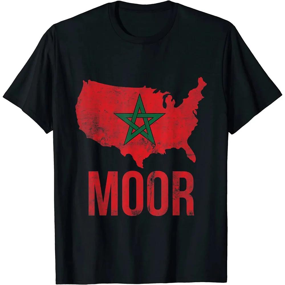 T Shirts Fashion Crew Neck Men ShortSleeve Morocco Soccers Flag Shirt Moroccan Flag Jersey Flag Footballer Tee Shirts S4XL