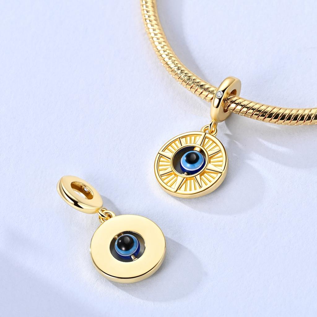 Copper Golden Sun Eye Pendant Charms Jewellery Fit Original Bracelet Necklace For Women Diy Gift
