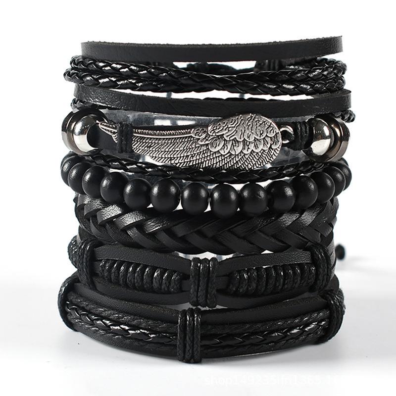 Men's Retro Multi-Layer Handmade Leather Bracelet Set