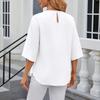 Blouse ample en mousseline unie à manches courtes et col rond pour femme