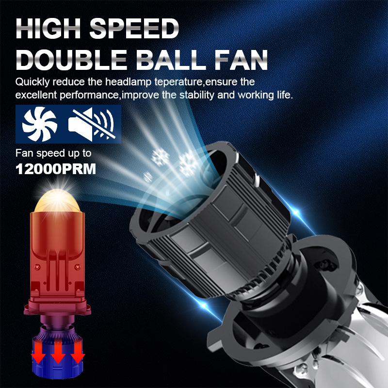 Proiectoare Faruri H4 Bi LED 6000K Lentilă Proiector Duală Becuri Auto 160W Fază Lungă/Scurtă Lămpi Auto Motocicletă Cu Ventilator Turbo