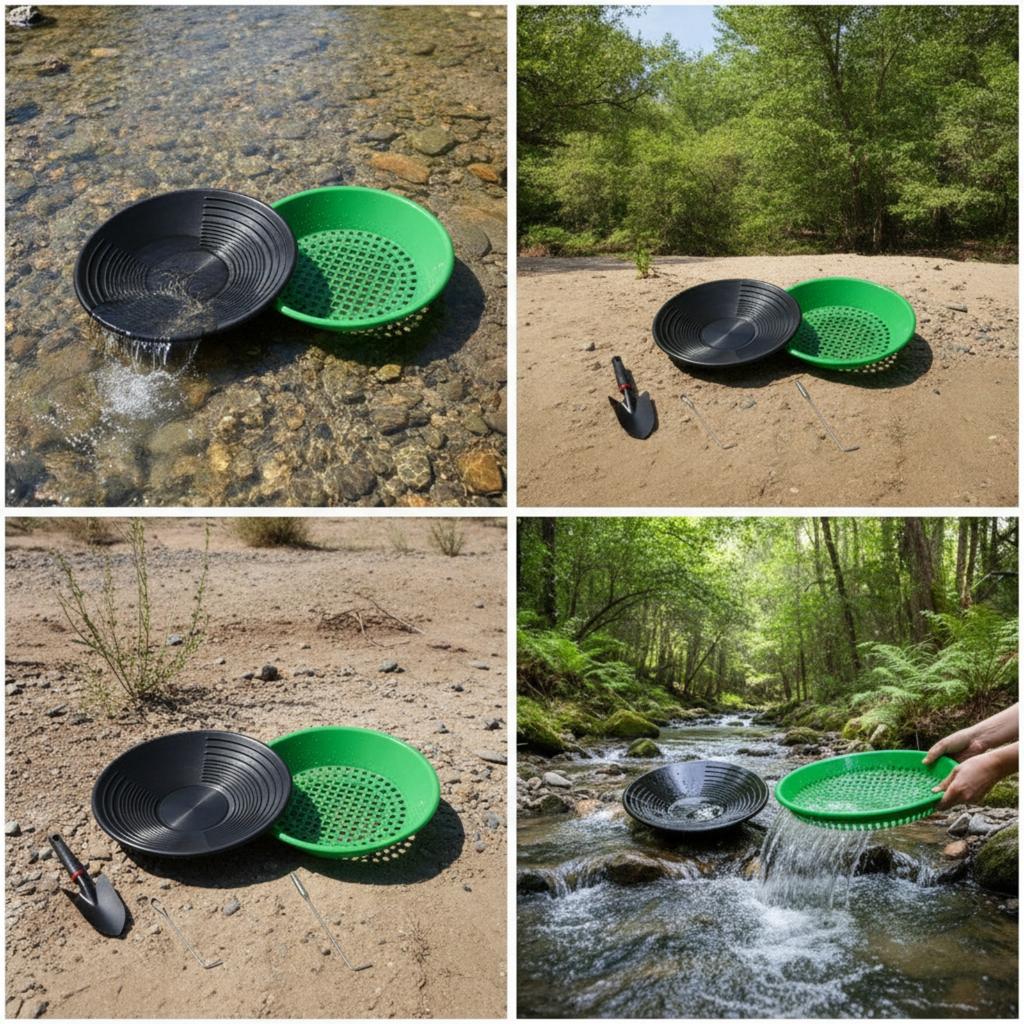 4 Pieces Gold Panning Kit with Hand Tools Portable Classifier Screen Vial Lightweight Equipment Long-Lasting for Hobbyists