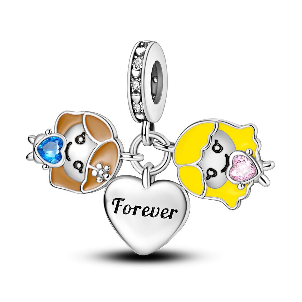 Heart Shape Beads Copper Plated Charms Cat Pendants Fit Original Bracelet Making For Jewelry Diy