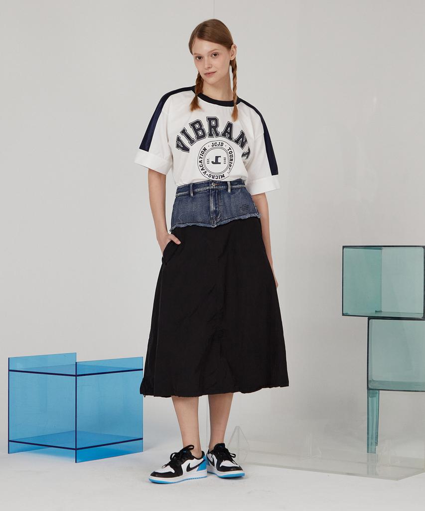 JUCYJUDY J Woven Flare Mix Denim Skirt Jysk321C
