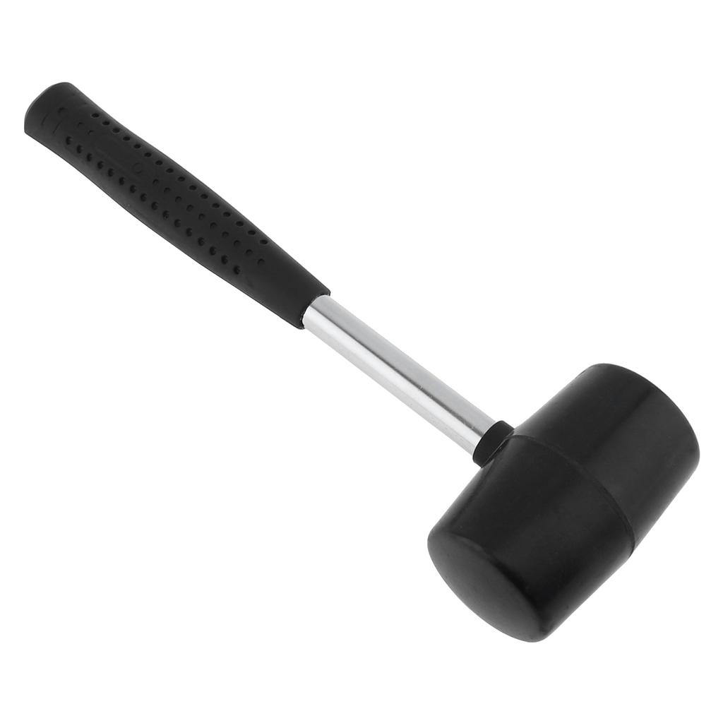 320g Non-elastic Black Rubber Hammer Floor Tile Hammer DIY Hand Tool with Round Head and Non-slip Handle