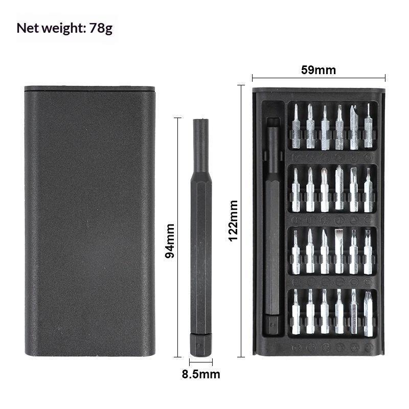 25-in-1 Mini Screwdriver Set Magnetic Tip Flathead Crosshead Screwdriver Kit for Glasses Toy Electronics Repair Plastic handle