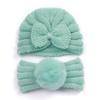 New children's winter warm headscarf hat set, baby bow pullover hat, baby headband