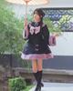 Milky Time Women's Medium Lolita Dress, Long Sleeves, Black and Purple Velvet, Winter Cosplay Costume