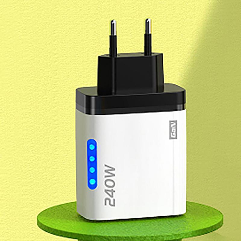 240W 5 Port GaN Fast Charging Adapter USB C PD QC3.0 Charger Portable for International Travel Multi Electronics Charging