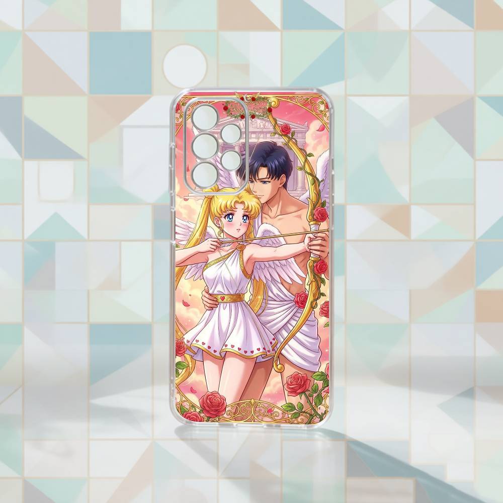 Cartoon S-Sailor M-Moons Phone Case Transparent Silicone Soft For Samsung S25,S24,S21,S22,S23,S30,Ultra,S20,Plus,Fe