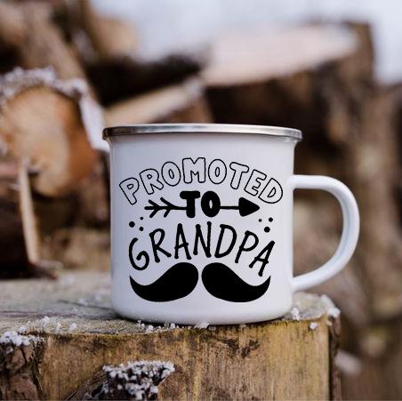 Promoted To Grandpa Mug Grandfather Coffee Mugs For Pregnancy Announcement New Baby Family Enamel Cup Surprise Gift For Grandad