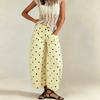 Jeans Cropped Feminino de Bolinhas com Caimento Médio Solto para Uso Casual Diário