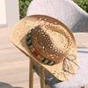 Hot-selling Summer Hollow Straw Weaving Western Cowboy Hat Sunscreen Sunshade Jazz Top Hat Men's and Women's Fashion Versatile