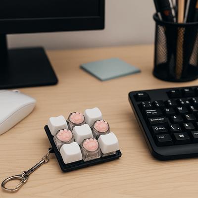 Portable 9Keys Fidget Keychain Keys Button DIY Keyboard Keyboard Clicker Toy Relief Stress Pass The Time Clicker Toy Adult Toy