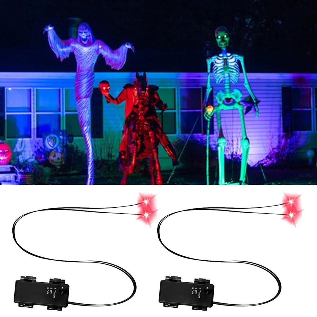 LED Eyes for Skeleton Light Up Eyes for Skulls With Timer LED Props Spooky Decorations for Indoor Outdoor Skeleton Pumpkins