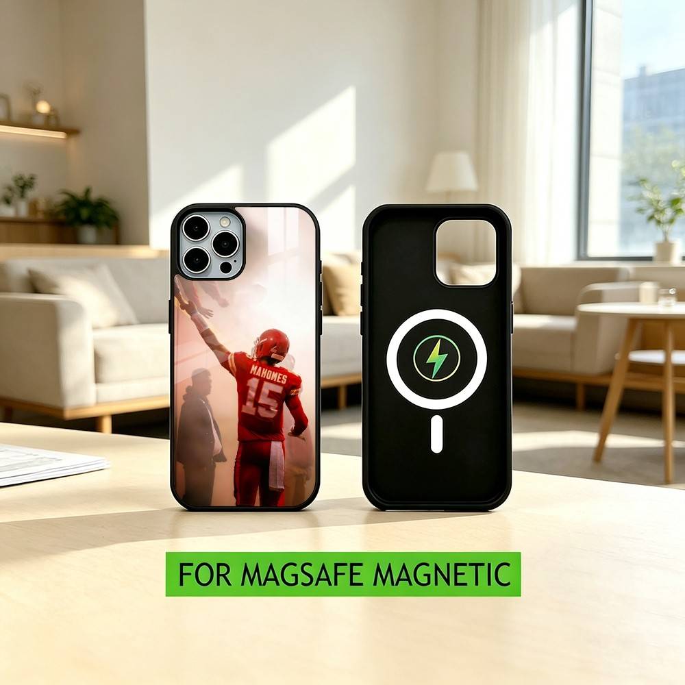 American Football P-Patrick M-Mahomes Phone Case For iPhone17,16,15,14,13,12,11 Plus,Pro Magnetic For Magsafe Wireless Charging